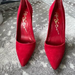 Red Suede Alice + Olivia Pumps